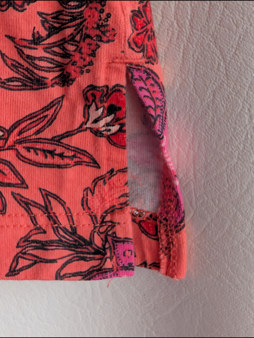 Lands End Orange Floral Cotton Jersey Sleeveless Dress Pockets - M - Picture 7 of 14